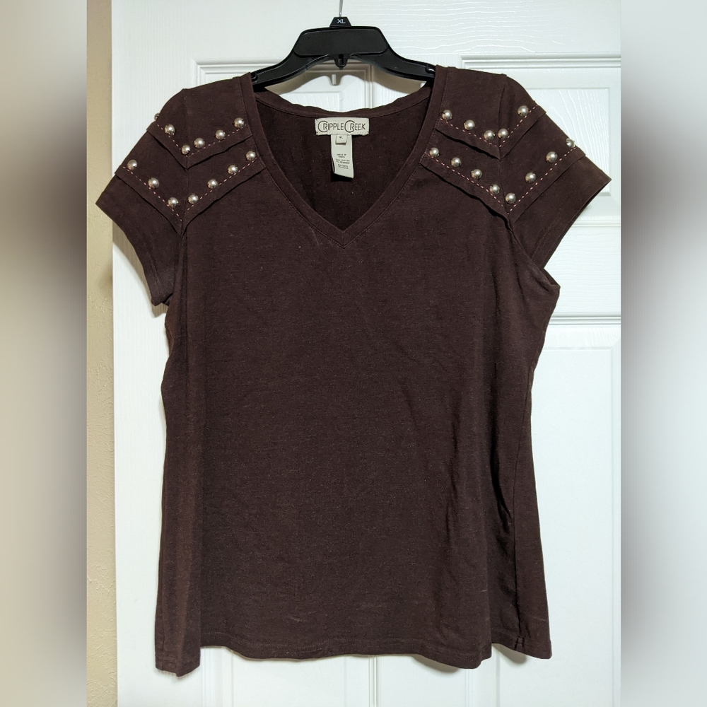Brown Western short sleeve shirt